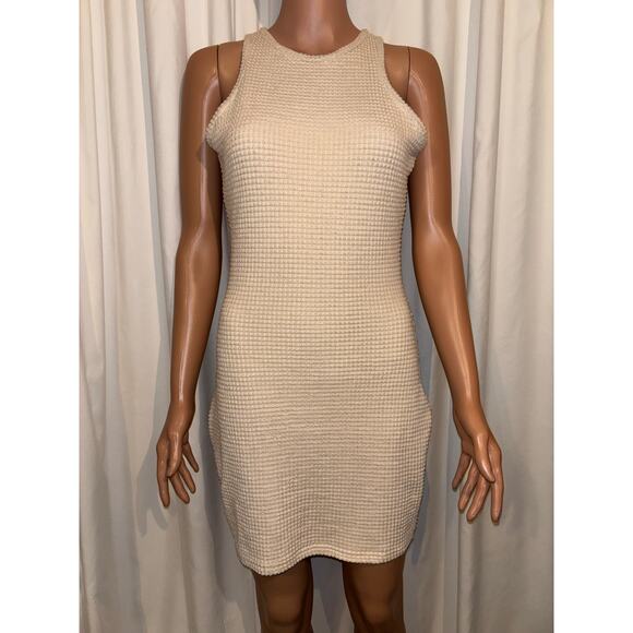 Mebius Beige Textured Sleeveless Dress Size Small - Picture 1 of 6